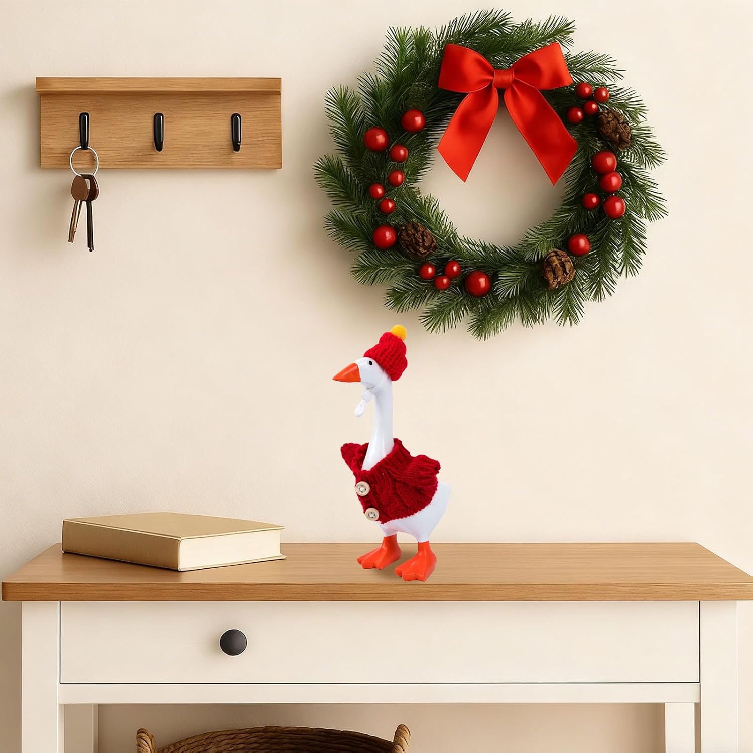 6 Set 7 Inch Desk Goose Outfits Winter Mini Goose Clothes Knitted Sweater with Knitting Hats Cute Holiday Desk Goose Accessories Christmas Decor Gifts for Desktop Geese, Desktop...