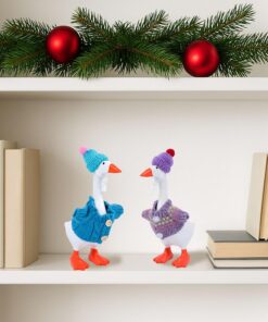 6 Set 7 Inch Desk Goose Outfits Winter Mini Goose Clothes Knitted Sweater with Knitting Hats Cute Holiday Desk Goose Accessories Christmas Decor Gifts for Desktop Geese, Desktop...