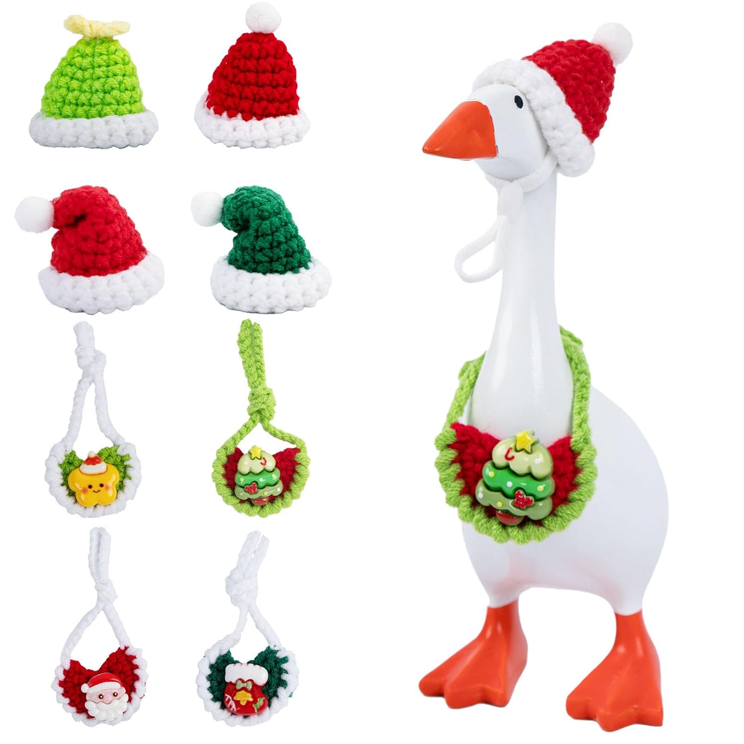 6 Set 7 Inch Desk Goose Outfits Winter Mini Goose Clothes Knitted Sweater with Knitting Hats Cute Holiday Desk Goose Accessories Christmas Decor Gifts for Desktop Geese, Desktop...