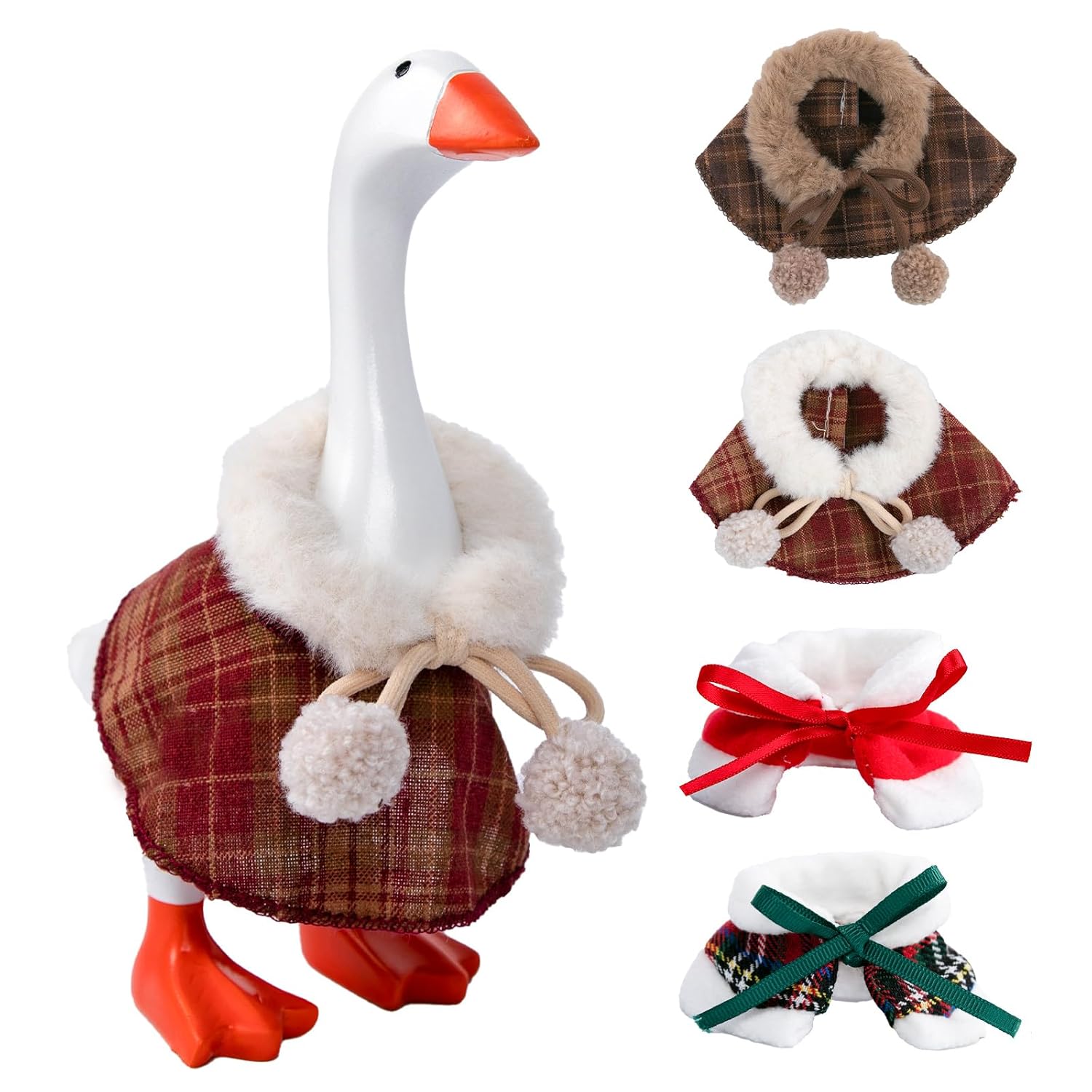 6 Set 7 Inch Desk Goose Outfits Winter Mini Goose Clothes Knitted Sweater with Knitting Hats Cute Holiday Desk Goose Accessories Christmas Decor Gifts for Desktop Geese, Desktop...