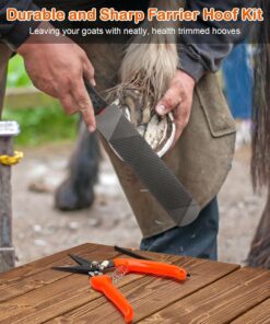8 Inch Coldairsoap Goat Hoof Trimmers Kit - 3Pcs Hoof Trimmers, 1Pcs Double-Side Long Handle Rasp, 1Pcs Storage Bag, Hoof Rasp File for Sheep, Alpaca, Lamb, Pig