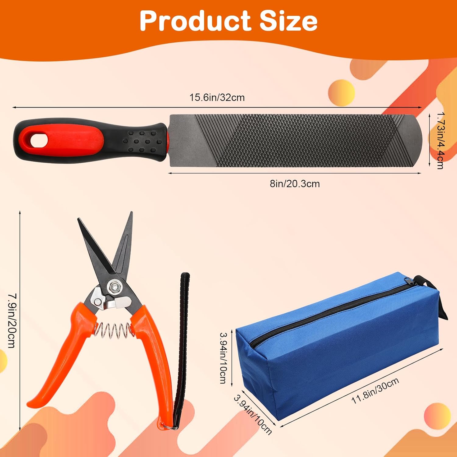 8 Inch Coldairsoap Goat Hoof Trimmers Kit - 3Pcs Hoof Trimmers, 1Pcs Double-Side Long Handle Rasp, 1Pcs Storage Bag, Hoof Rasp File for Sheep, Alpaca, Lamb, Pig