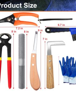 8 inch Farrier Tools Kit (8 Piece) Horse Goat Hoof Trimmers Carbon Steel Nippers Shears Nail Clipper, Mini Rasp, Hoof Trimming Cutter Knife, File for Pig Sheep Donkey Equine...