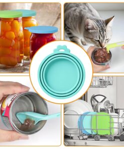 8 PACK Can Lids, Pet Food Can Cover and Food Mixing Spoons Food Canned Scoop, Fits Most Standard Size Dog and Cat Can Tops for Pet Cat Dog Feeding Can and Wet Food Storage