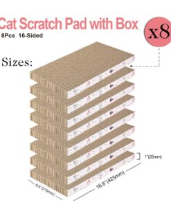 8 Packs in 1 Cat Scratch Pad, Cat Scratcher Cardboard,Reversible,Durable Recyclable Cardboard, Premium Scratch, Suitable for Cats to Rest, Grind Claws and Play