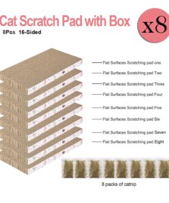 8 Packs in 1 Cat Scratch Pad, Cat Scratcher Cardboard,Reversible,Durable Recyclable Cardboard, Premium Scratch, Suitable for Cats to Rest, Grind Claws and Play