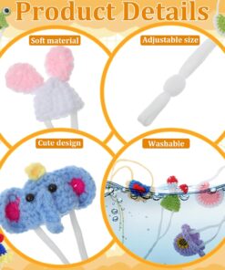 Abbylike 16 Pcs Hamster Hats Mini Bibs Includes 8 Mini Small Animals Hat with Adjustable Strap 8 Pet Bibs Hand Knitted Guinea Pig Hamster Clothes for Lizards Bearded Holiday...