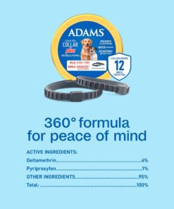 ADAMS Flea & Tick Collar Plus for Dogs & Puppies, 12 Months Protection Against Flea Infestations, Kills Fleas & Ticks, Repels Mosquitoes for Up to 6 Months (Excl. California),...
