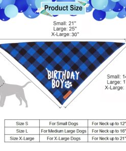 ADOGGYGO Dog Birthday Party Supplies, Multi Size Offered, Blue Dog Birthday Hat Bandana Numbers Bow Set for Large X-Large Dogs Pets (X-Large)