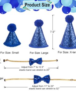 ADOGGYGO Dog Birthday Party Supplies, Multi Size Offered, Blue Dog Birthday Hat Bandana Numbers Bow Set for Large X-Large Dogs Pets (X-Large)
