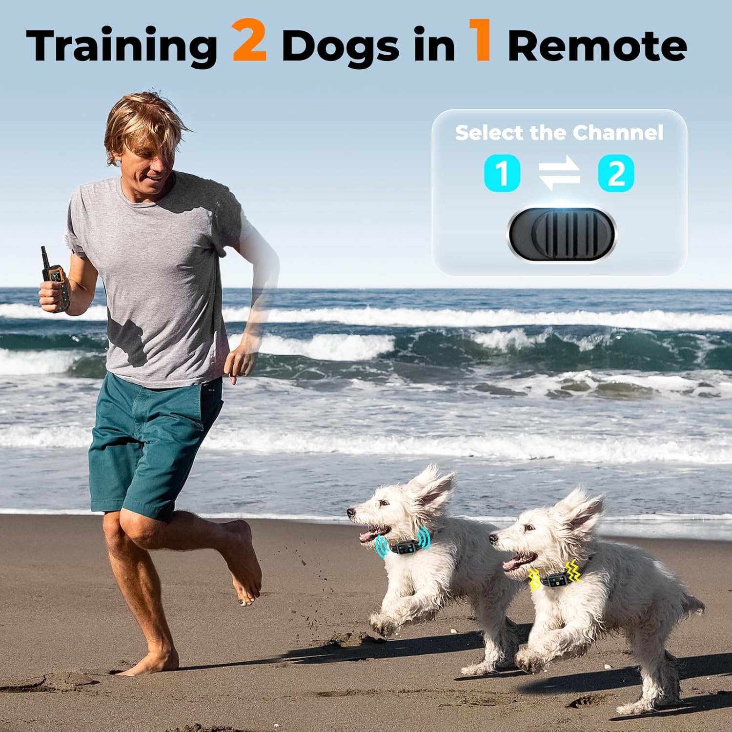 AI Dog Shock Collar 2 Dogs (10-120Lbs) - 3300FT Dog Training Collar with Remote, IPX7 Waterproof Collar with Beep, Vibration, Safe Shock for Large Medium Small Dogs, Keypad Lock...