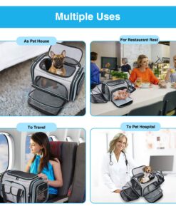 Airline Approved Pet Carrier, Large Soft Sided Pet Travel TSA Carrier 4 Sides Expandable Cat Collapsible Carriers with Removable Fleece Pad and Pockets for Cats Dogs and Small...