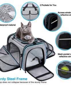 Airline Approved Pet Carrier, Large Soft Sided Pet Travel TSA Carrier 4 Sides Expandable Cat Collapsible Carriers with Removable Fleece Pad and Pockets for Cats Dogs and Small...