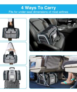 Airline Approved Pet Carrier, Large Soft Sided Pet Travel TSA Carrier 4 Sides Expandable Cat Collapsible Carriers with Removable Fleece Pad and Pockets for Cats Dogs and Small...