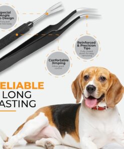AKOSN Premium Tick Removal Tool - Stainless Steel Flea Remover for Pets Dogs Cats Humans -Safe Tick Control Puller &Precision Fine Point Tweezers to Completed Remove All Size...