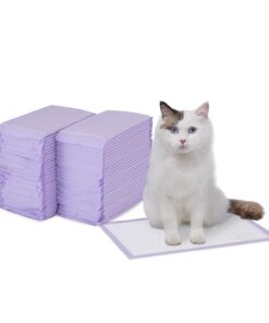 Amazon Basics Cat Litter Pee Pads, Odor Control with Fresh Scent, Super Absorbent, Disposable, Universal Fit Litter Box, Purple and White, 40 Count