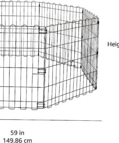 Amazon Basics Foldable Octagonal Metal Exercise Dog Playpen, Indoor/Outdoor Pet Fence, No Door, 8 Panels, Extra Small, 24 x 24 Inches, Black