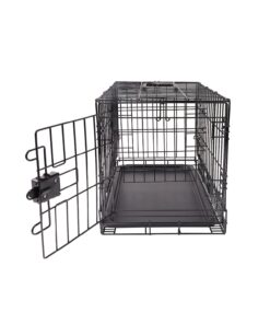 Amazon Basics Portable, Foldable Metal Wire Dog Crate with Removable Tray, Single Door, Divider Panel, Quick Setup, 30 x 19 x 21 in, Black