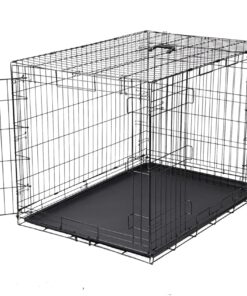 Amazon Basics Portable, Foldable Metal Wire Dog Crate with Removable Tray, Single Door, Divider Panel, Quick Setup, 30 x 19 x 21 in, Black