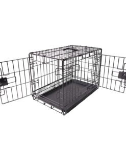 Amazon Basics Portable, Foldable Metal Wire Dog Crate with Removable Tray, Single Door, Divider Panel, Quick Setup, 30 x 19 x 21 in, Black