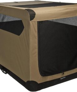 Amazon Basics Portable Folding Soft Dog Crate, Double Door, Collapsible Travel Kennel, Easy to Assemble, Medium, 29.92