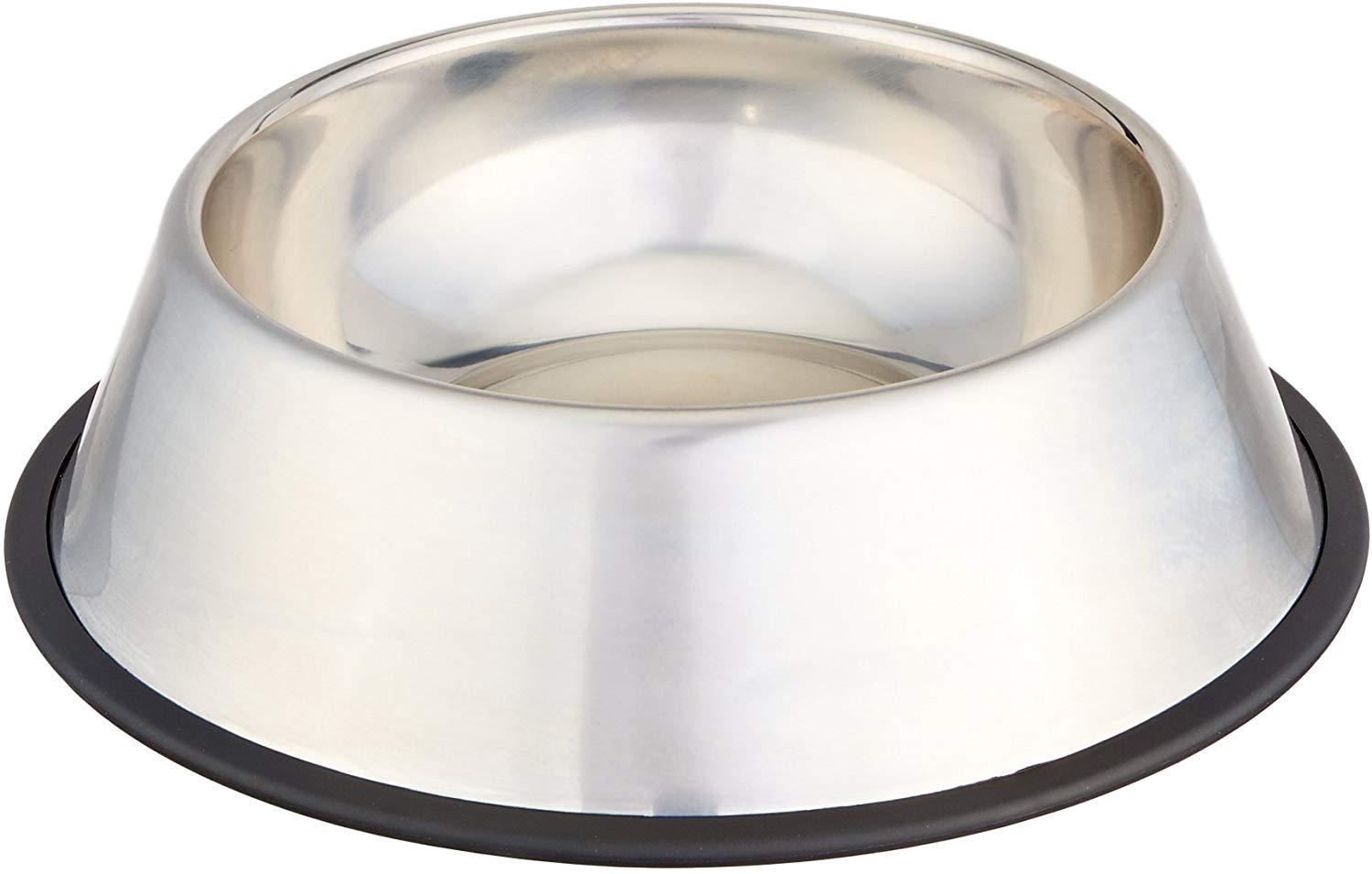 Amazon Basics Stainless Steel Non-Skid Dog Water And Food Bowls, Dishwasher Safe, Rust Resistant, 38oz Capacity, 10 x 2.8 Inches, 2-Pack