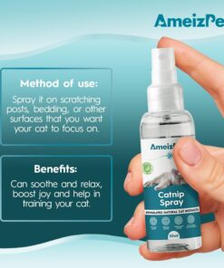 AmeizPet Catnip Spray for Cats, Cat Scratching Sprays, Transparent Cat & Kitten Behaviour Spray 50 ml (1.69 Oz)