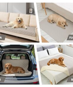 Ameritex Waterproof Pet Bed Cover Anti-Slip Dog Bed Blanket for Sofa and Furniture Waterproof New Pattern Design (Khaki, 30x53 Inch (Pack of 1))