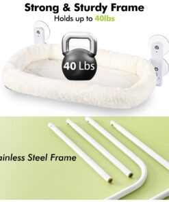 AMOSIJOY Cordless Cat Window Perch, Window Hammock for Cats with 4 Strong Suction Cups, Solid Metal Frame and Soft Cover, Indoor Cat Bed