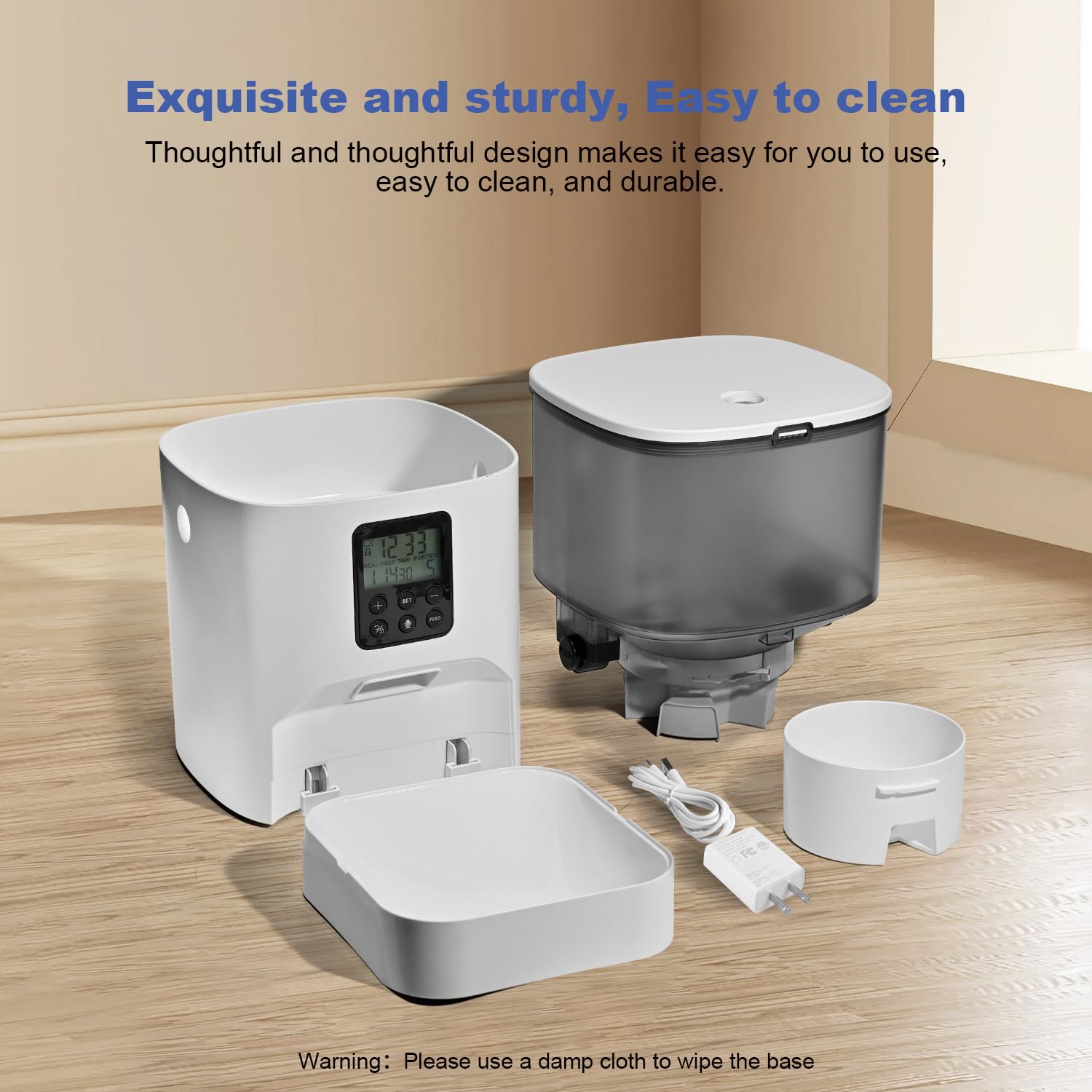 ANDOLL HOME Automatic Cat Feeder, 4L Cat Food Dispenser with 10s Voice Recorder, Pet Feeder up to 8 Meals per Day, Timed Dog Feeder with Dry Food Sealed Ring