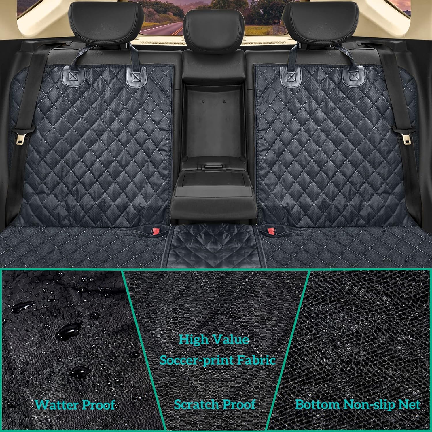 ANOSOSPECIAL Dog Car Seat Cover for Back Seat Cover,Non Stick Fur Rear Seat Protector for Pet,Nonslip Waterproof Durable Universal Fit Interior Backseat Covers for Auto Van SUV