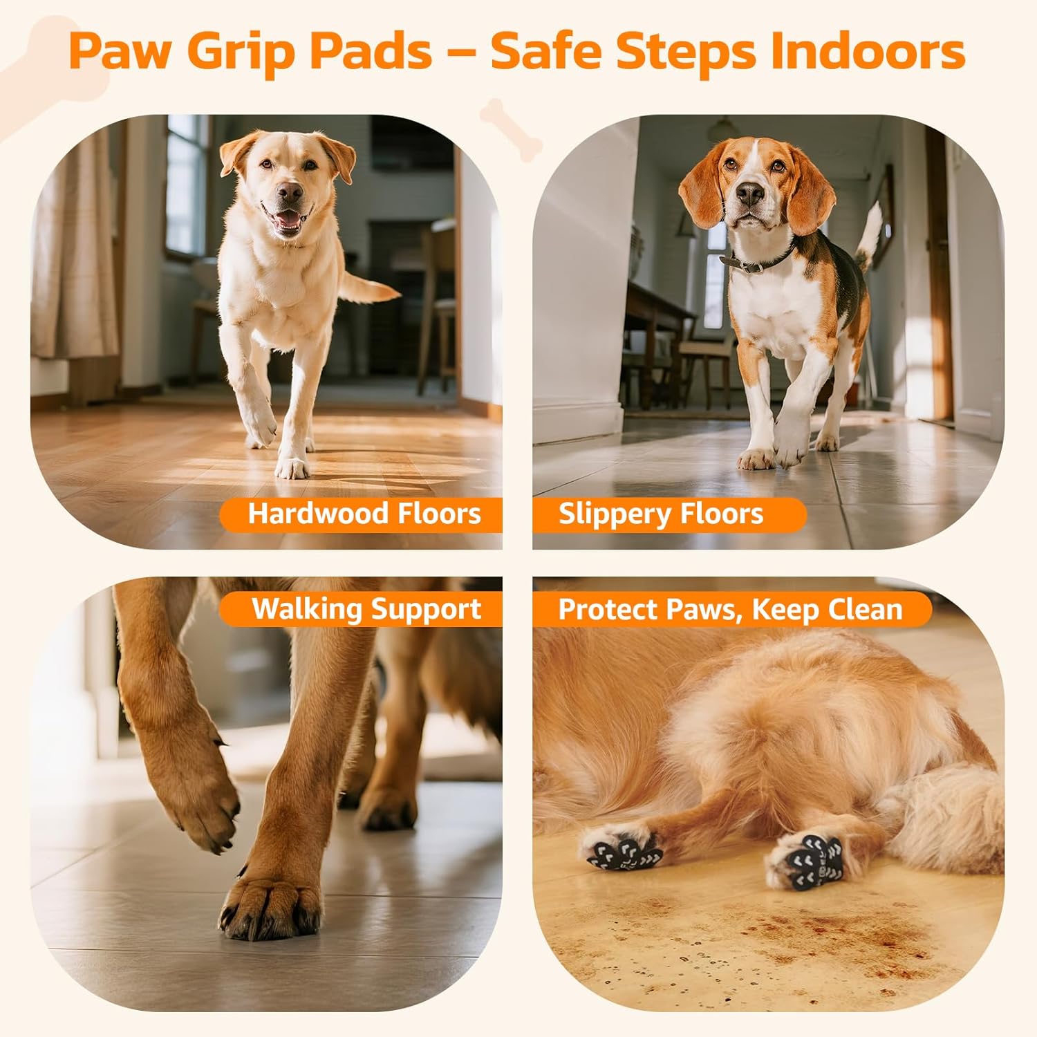Anti Slip Dog Paw Protector Pads for Senior Dogs, Paw Pads for Dogs Traction, Disposable Self Adhesive Paw Grips for Old Dog on Slippery Hardwood Floor, Black 12 Sets (48pcs)...