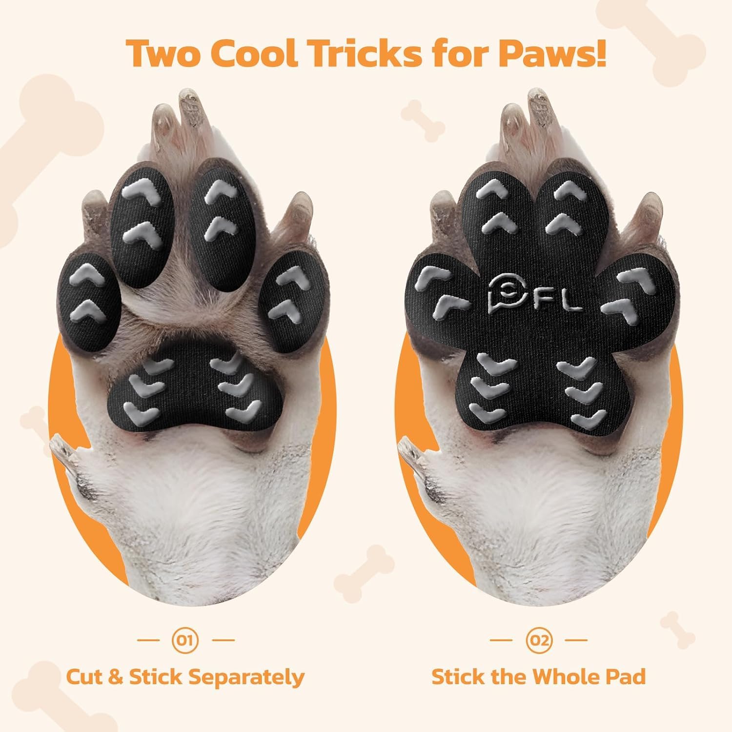 Anti Slip Dog Paw Protector Pads for Senior Dogs, Paw Pads for Dogs Traction, Disposable Self Adhesive Paw Grips for Old Dog on Slippery Hardwood Floor, Black 12 Sets (48pcs)...