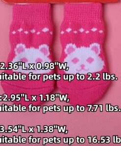 Anti-Slip Rabbit Socks Set of 8 - Pet Paw Protectors Bunny Socks for Indoor Hardwood Floor (S)