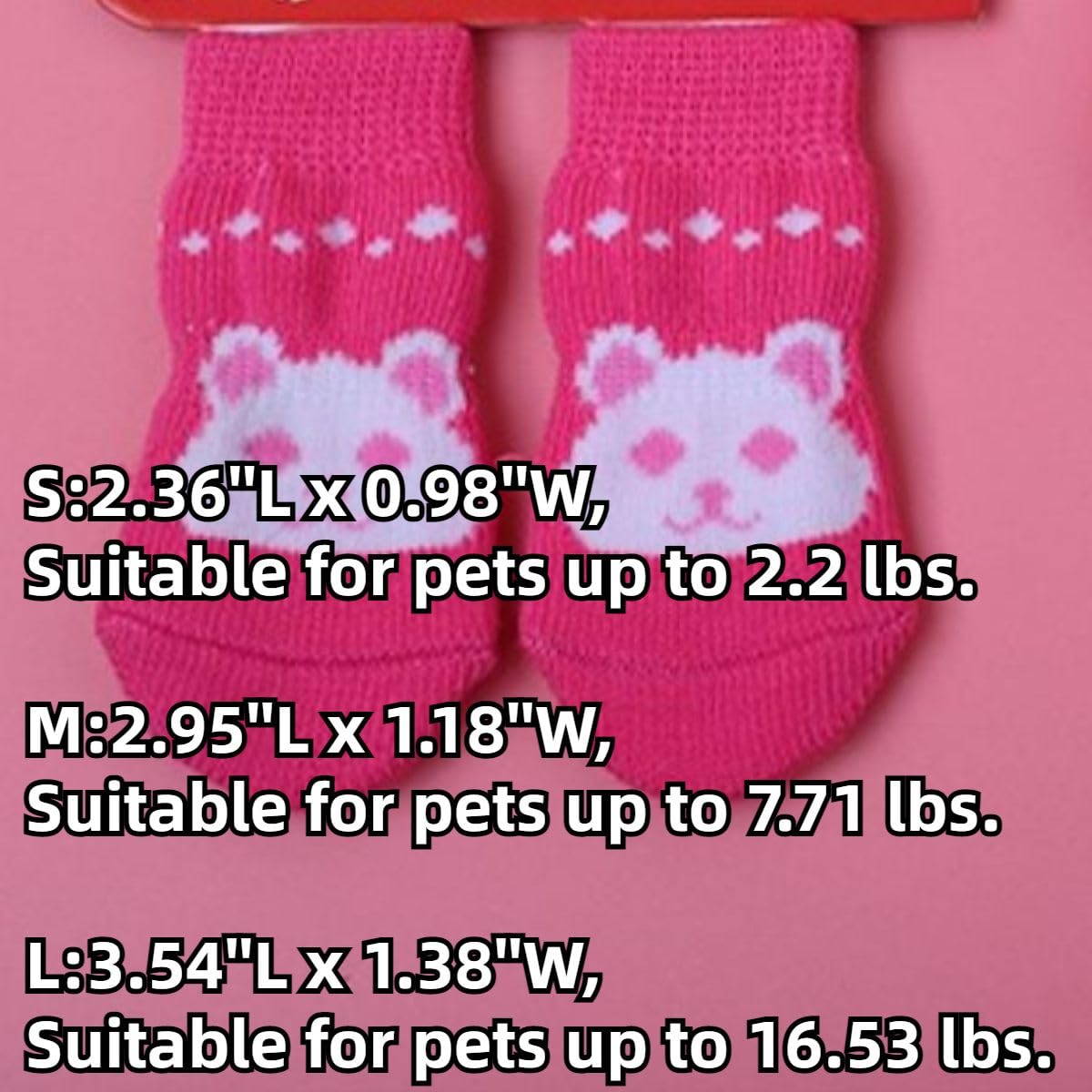 Anti-Slip Rabbit Socks Set of 8 - Pet Paw Protectors Bunny Socks for Indoor Hardwood Floor (S)