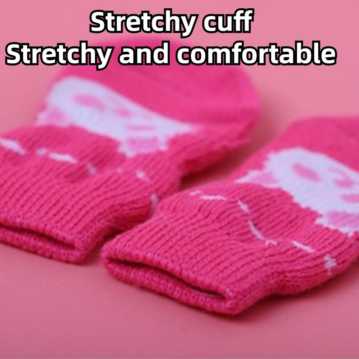 Anti-Slip Rabbit Socks Set of 8 - Pet Paw Protectors Bunny Socks for Indoor Hardwood Floor (S)