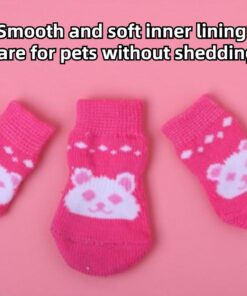Anti-Slip Rabbit Socks Set of 8 - Pet Paw Protectors Bunny Socks for Indoor Hardwood Floor (S)
