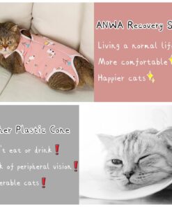 ANWA 2 Pack Cat Recovery Suit - Breathable Cat Onesie for Cats After Surgery Female, Kitten Surgery Recovery Suit Female Abdominal Wounds