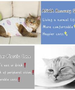ANWA Cat Recovery Suit - Breathable Cat Onesie for Cats After Surgery Female, Kitten Surgery Recovery Suit Female Abdominal Wounds