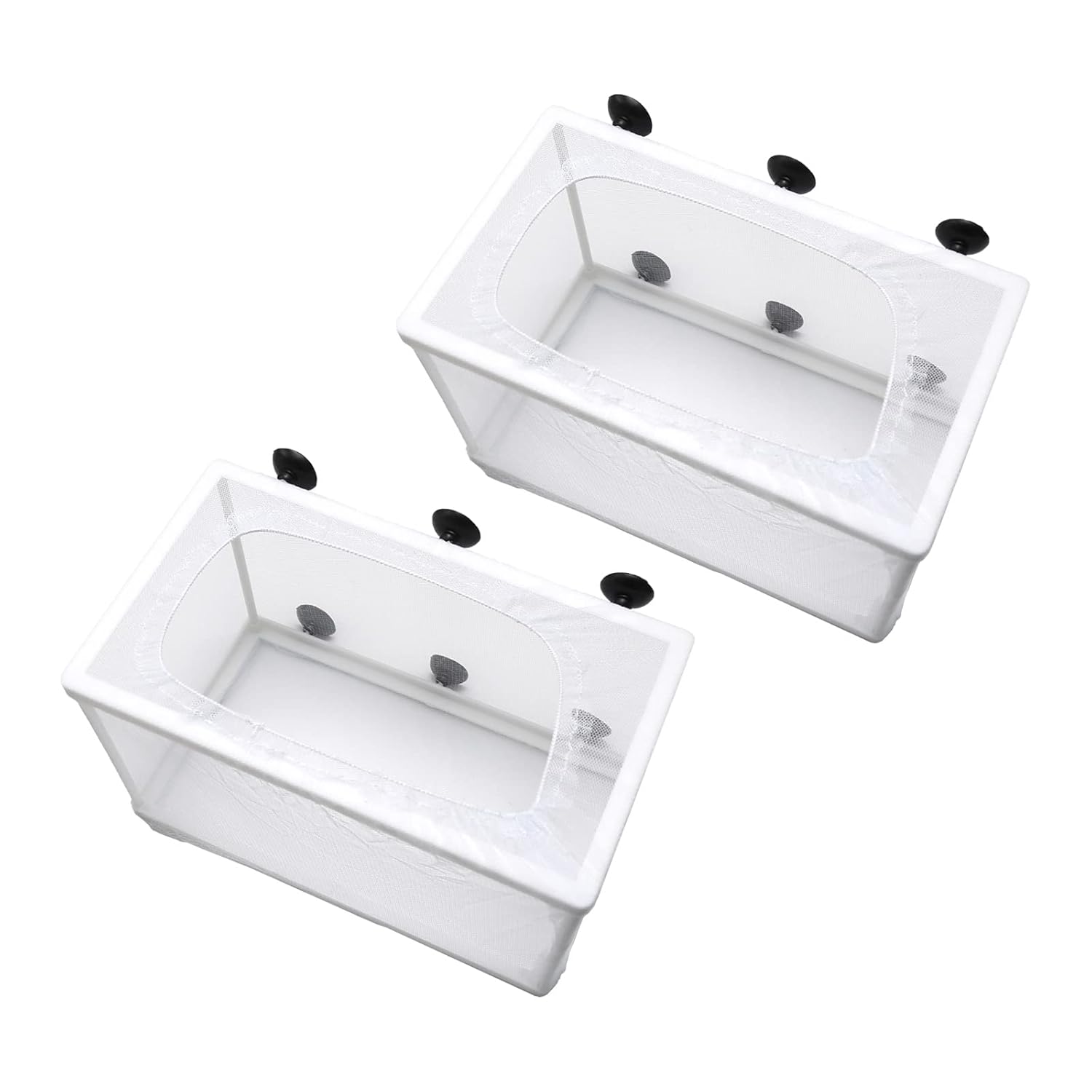 Anxingo 2 Pack Fish Tank Breeder Net,Fish Isolation Breeding Hatching Box, Plastic Frame Hatching Box Separation Net Breeding Box with Suction Cup for Aquarium