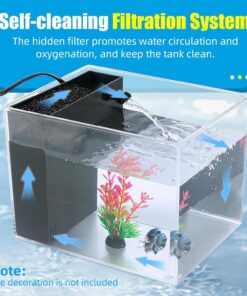 AQUANEAT Fish Tank, 1 Gallon Betta Fish Tank, Small Aquarium Kit with LED Light and Water Filter Pump