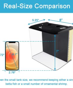 AQUANEAT Fish Tank, 1.2 Gallon Aquarium, Small Betta Fish Tank Starter Kit with LED Light and Water Filter Pump, Rectangular