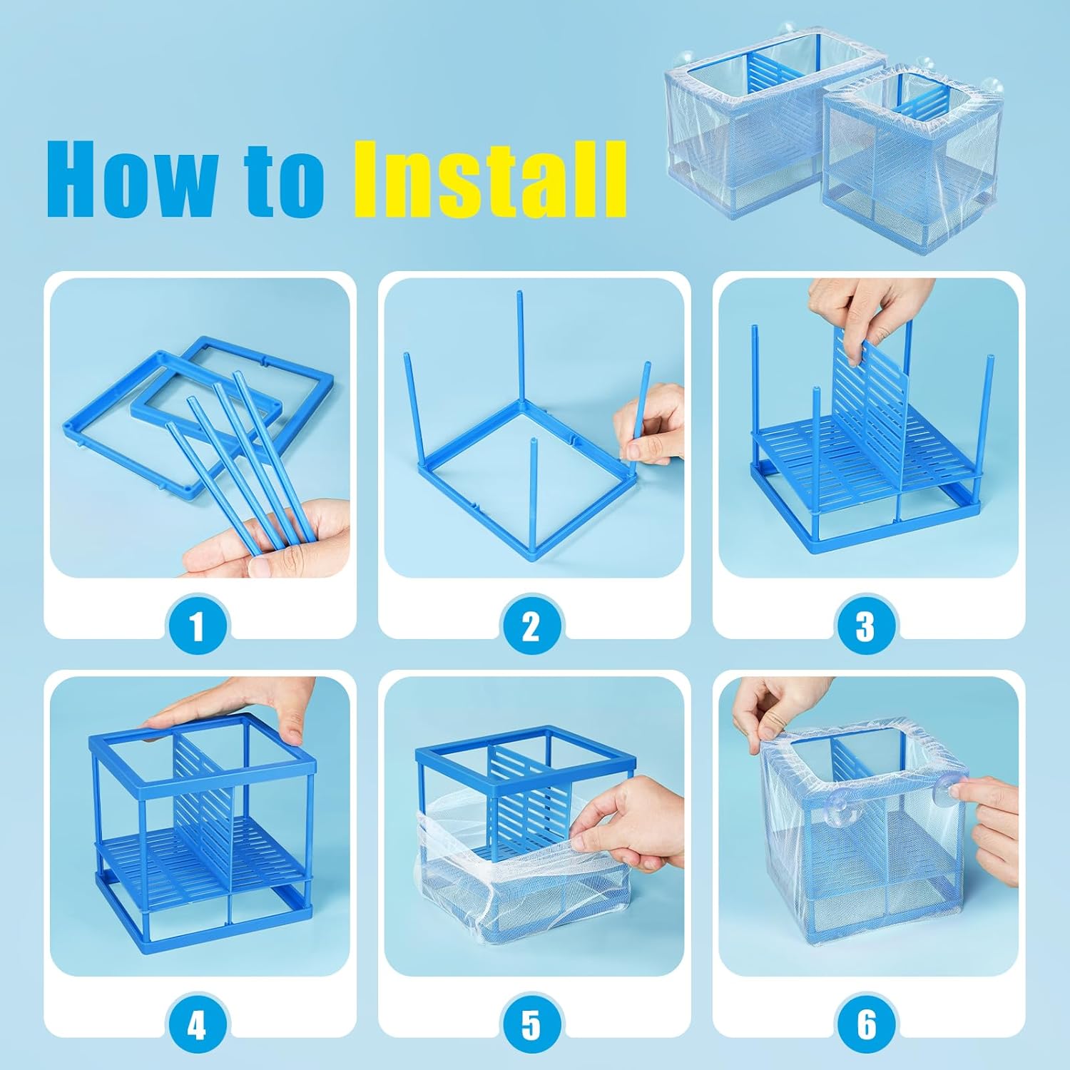 AQUANEAT Fish Tank Breeder Small Mesh Net Fry Saver Aquarium Spawn Hatchery Isolation with Suction Cups Hatchery Incubator for Shrimp Betta