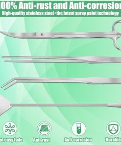 Aquarium Aquascape Tools Kit, 4 in 1 Anti-Rust Aquatic Plant Aquascaping Tool Stainless Steel Black Tweezers Scissors Spatula for Aquarium Tank Clean Fish Tank Aquascape...