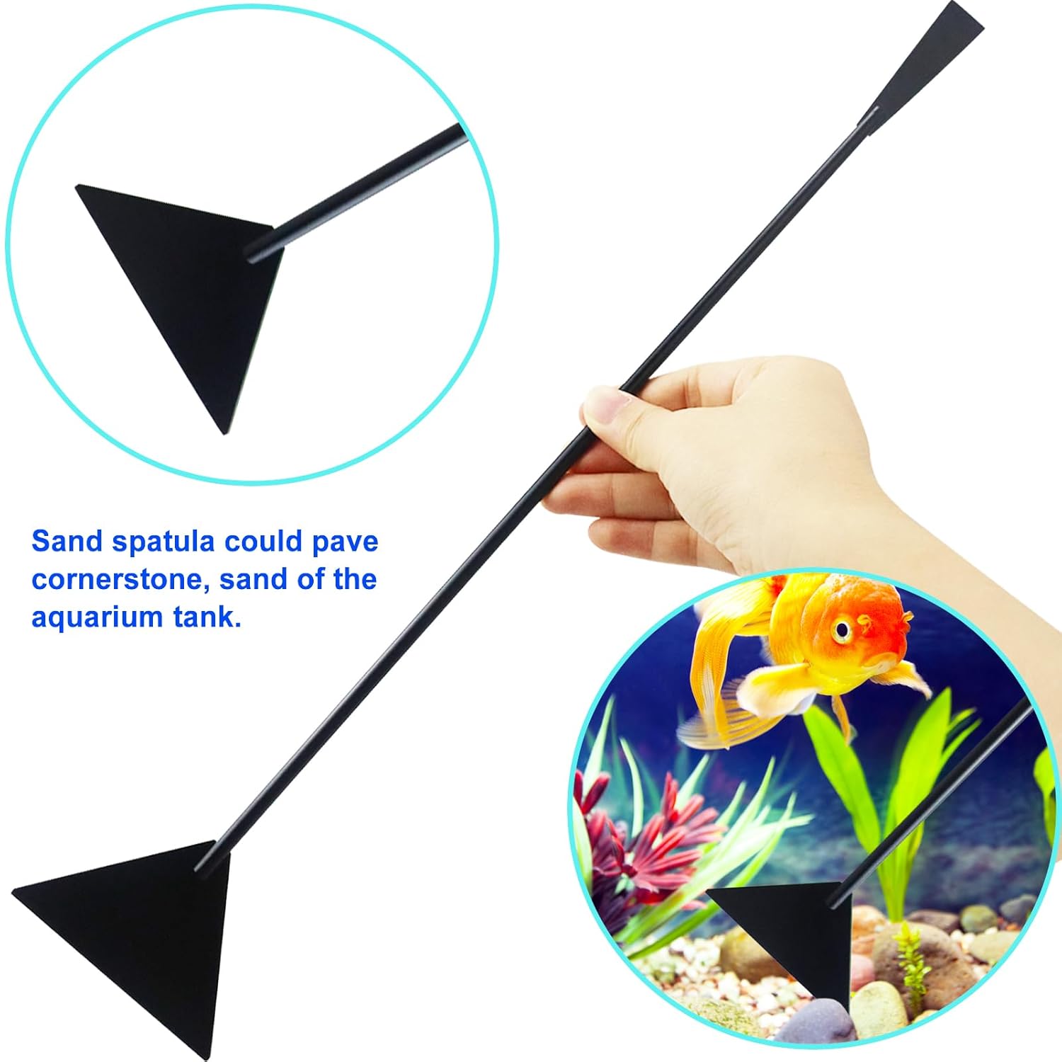Aquarium Aquascape Tools Kit, Long 15 Inch Stainless Steel Aquatic Plants Tools, 4 in 1 Anti-Rust Black Aquascaping Tweezers Scissors Spatula Scrapers Tool Set for Fish Tank...