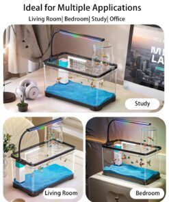 Aquarium Fish Tank Kit, 3 Gallon Betta Fish Tanks Starter Kit with Light and Filter, Blue Sand, Small Tropical Fish, Guppies, Goldfish, or Betta
