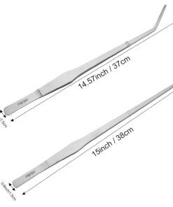Aquarium Tweezers Extra Long 15 inches Feed Tong clamps - FEITA Straight and Curved Stainless Steel 38cm Tweezers Set for Fish Tank Plants Aquascape Tools & Reptile Feeding...