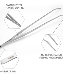 Aquarium Tweezers Extra Long 15 inches Feed Tong clamps - FEITA Straight and Curved Stainless Steel 38cm Tweezers Set for Fish Tank Plants Aquascape Tools & Reptile Feeding...