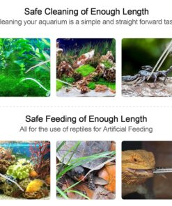 Aquarium Tweezers Extra Long 15 inches Feed Tong clamps - FEITA Straight and Curved Stainless Steel 38cm Tweezers Set for Fish Tank Plants Aquascape Tools & Reptile Feeding...