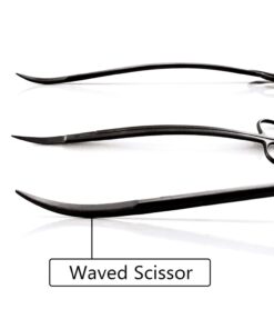 Aquascaping Tools 7 in 1 Kit Aquarium Plant Scissors Tools Set Curved & Waved Scissor Tweezers Spatula Stainless Steel Anti Rust Tools for Aquascape Black
